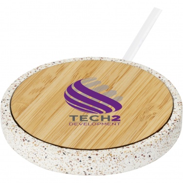 Logotrade Logogeschenke das Foto: Terrazzo 10 W kabelloses Bambus-Ladepad