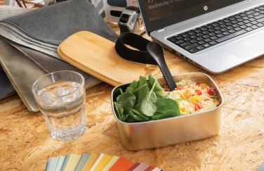 Logotrade werbemittel das Foto: Stainless Steel Lunchbox mit Bambus-Deckel und Göffel