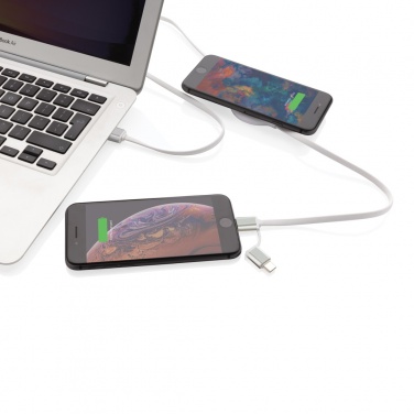 Logotrade Werbeartikel das Foto: 3-in-1 Kabel mit 5W Bambus Wireless Charger
