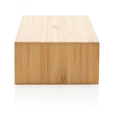 Logotrade Werbeartikel das Foto: Wecker mit 5W Wireless Charger aus Bambus