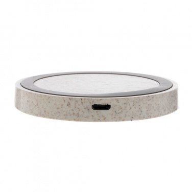 Logotrade Logogeschenke das Foto: Rundes 5W Charging Pad aus Weizenstroh