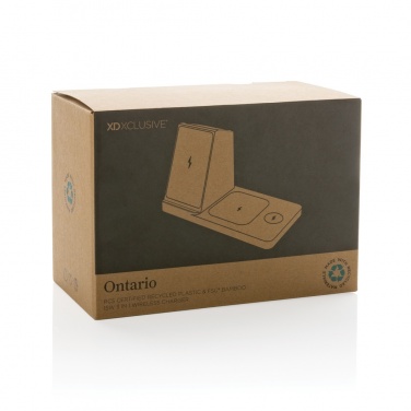 Logotrade werbemittel das Foto: Ontario 15W 3-in-1 Charger aus RCS rec. Kunststoff & Bambus