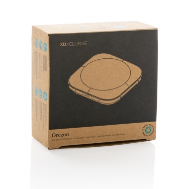 Logotrade werbemittel das Foto: Oregon Wireless-Charger aus RCS recyc. Kunststoff & Kork
