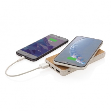 Logotrade Werbegeschenke das Foto: Kork und Weizen 8.000 mAh Wireless Powerbank