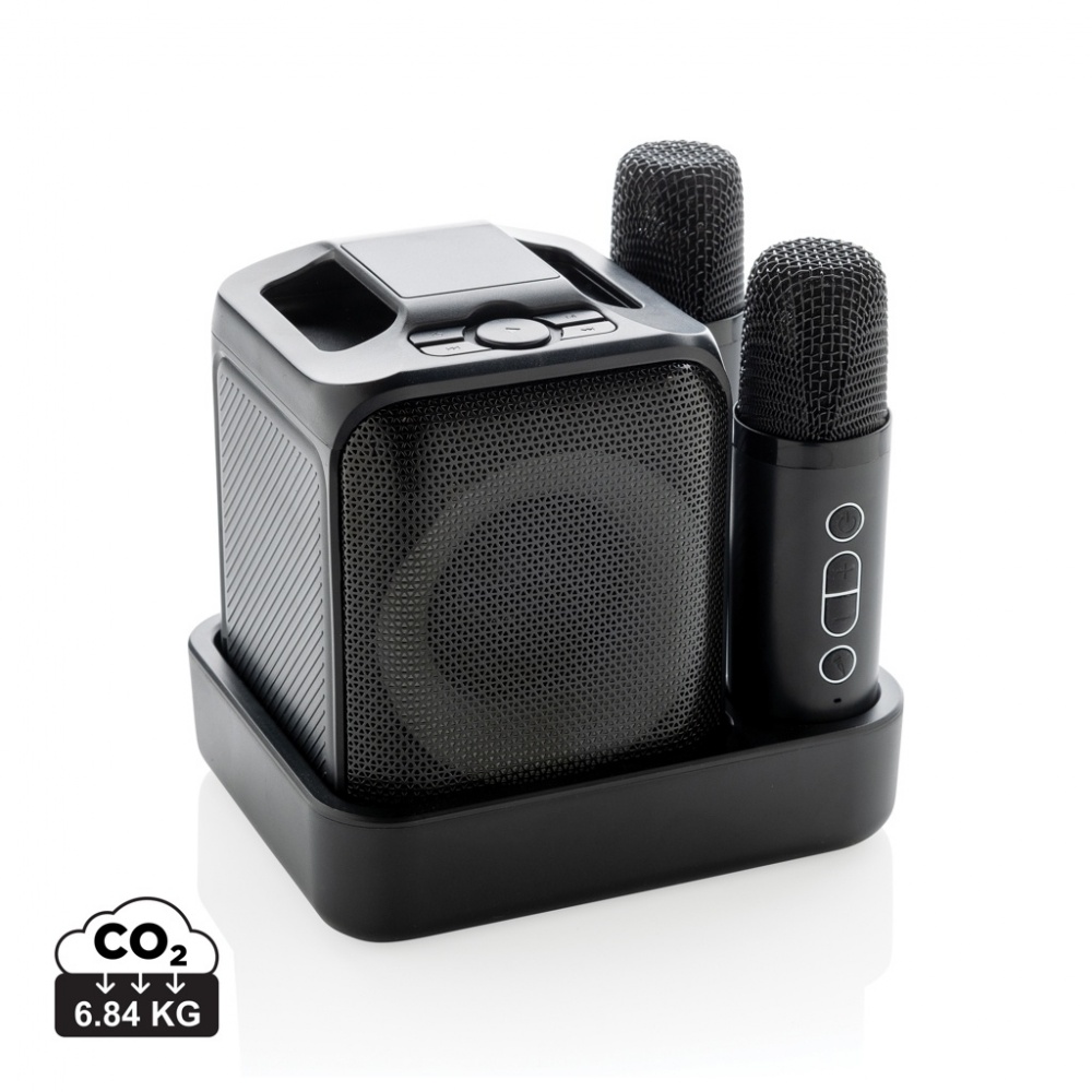 Logotrade Werbeartikel das Foto: Singvibe Karaoke-Set mit Doppelmikrofon aus RCS rec. ABS