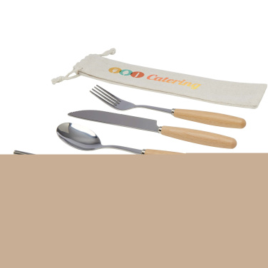 Logotrade werbemittel das Foto: Root 5-teiliges Besteckset aus Edelstahl und Buchenholz