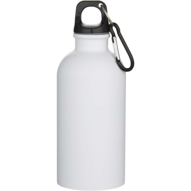 Logotrade Logogeschenke das Foto: Oregon 400 ml matte RCS-zertifizierte einwandige Trinkflasche aus recyceltem Edelstahl mit Karabinerhaken