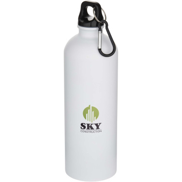 Logotrade Firmengeschenke das Foto: Oregon 750 ml matte RCS-zertifizierte, einwandige Trinkflasche aus recyceltem Edelstahl mit Karabinerhaken