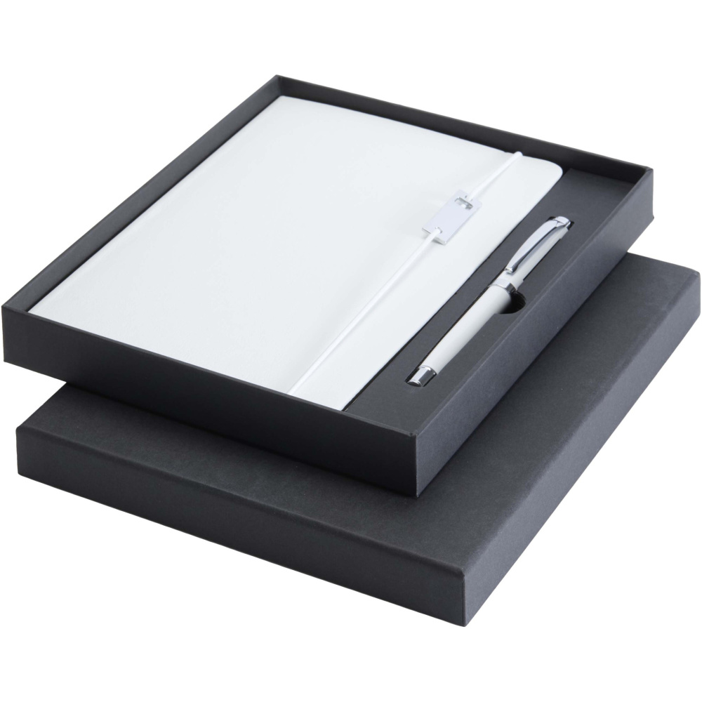 Logotrade Werbegeschenke das Foto: Legato Elegance A5 Hardcover Notizbuch mit Tintenroller Set