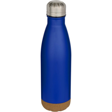 Logotrade Geschäftsgeschenke das Foto: Cove 500 ml doppelwandige, vakuumisolierte Trinkflasche aus Edelstahl mit Korkdetails