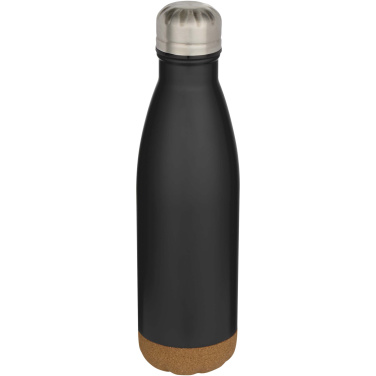 Logotrade Geschäftsgeschenke das Foto: Cove 500 ml doppelwandige, vakuumisolierte Trinkflasche aus Edelstahl mit Korkdetails