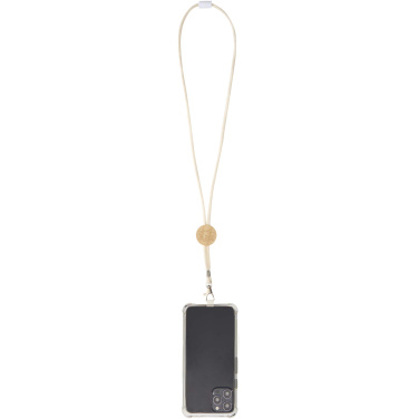 Logotrade Werbegeschenke das Foto: Adhab Smartphone Lanyard mit Bambusdetails