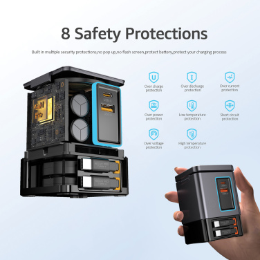 Logotrade Firmengeschenke das Foto: Urban Vitamin Sacramento 105W GaN Charger mit einz. Kabeln