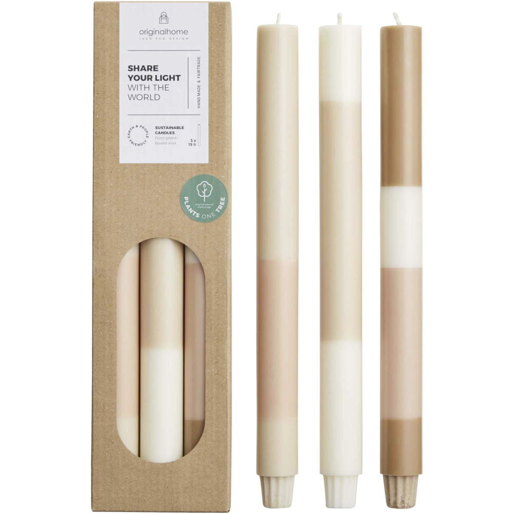 Logotrade Logogeschenke das Foto: Originalhome Kerzen im Streifendesign – 3er-Set