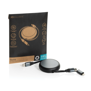 Logotrade werbemittel das Foto: Terra ausziehbares 240W 2-in-1 Kabel aus RCS rec. Aluminium