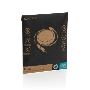 Logotrade Werbegeschenke das Foto: Terra ausziehbares 240W 2-in-1 Kabel aus RCS rec. Aluminium