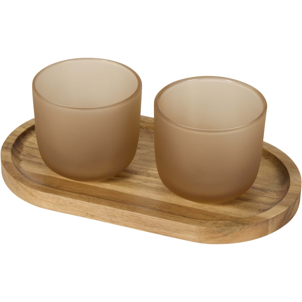 Logotrade Geschäftsgeschenke das Foto: Male Set aus Holztablett und Glastassen