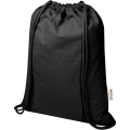 Peru Blend 180 g/m² Sportbeutel aus GRS recycelter Baumwolle 5L, Schwarz