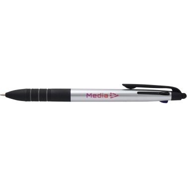 Logotrade Werbeartikel das Foto: Trine 3-Farben RCS recycelter Kugelschreiber mit Stylus