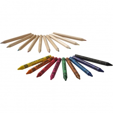 Logo trade promotional giveaway photo of: Lucky 19-piece coloured pencil and crayon set