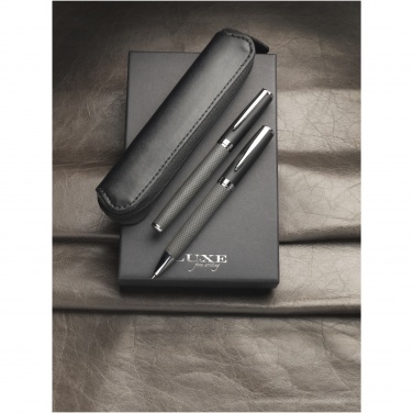 Logo trade promotional items picture of: Carbon duo pen gift set with pouch