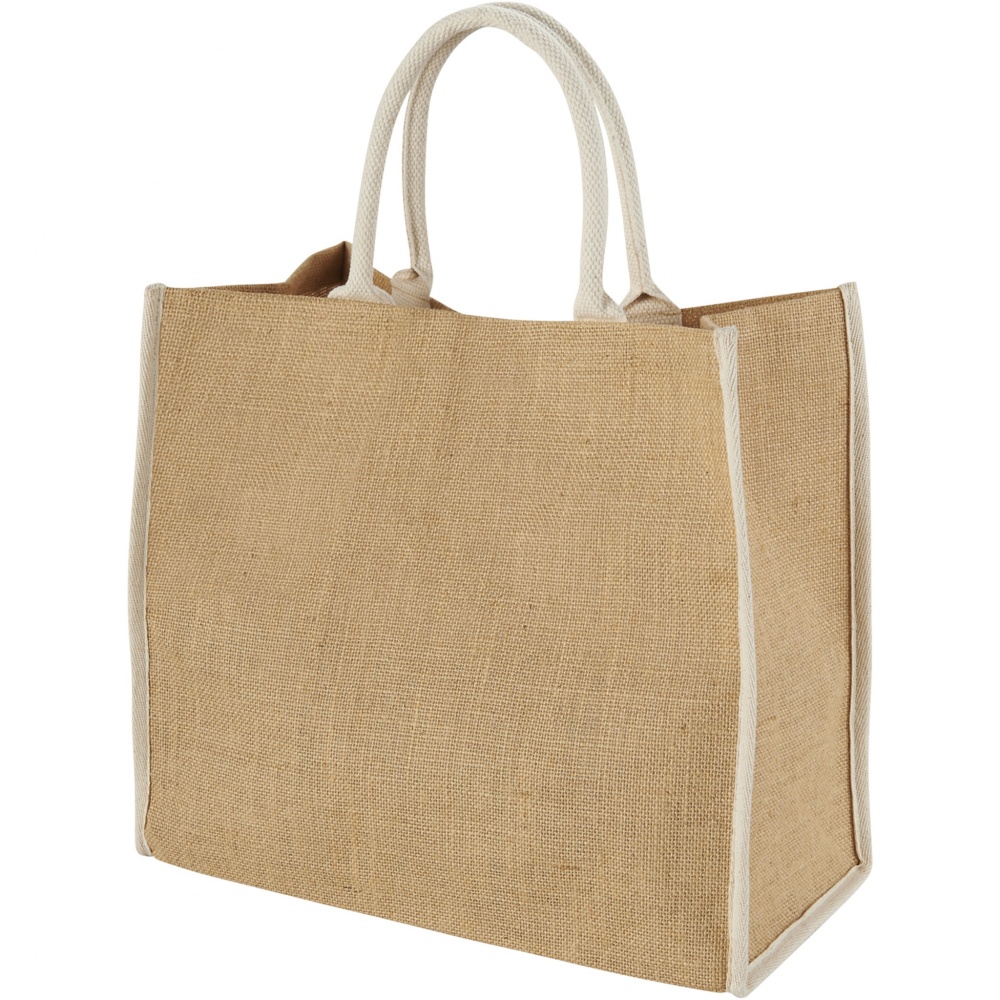 Logo trade corporate gifts picture of: Harry coloured edge jute tote bag 25L