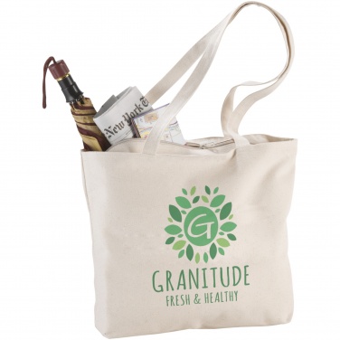 Logotrade promotional item image of: Ningbo 320 g/m² zippered cotton tote bag 15L