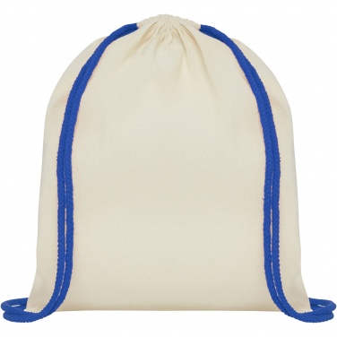 Logo trade promotional gift photo of: Oregon 100 g/m² cotton drawstring bag with coloured cords 5L