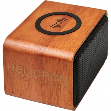Logo trade promotional product photo of: Wooden 3W speaker with wireless charging pad