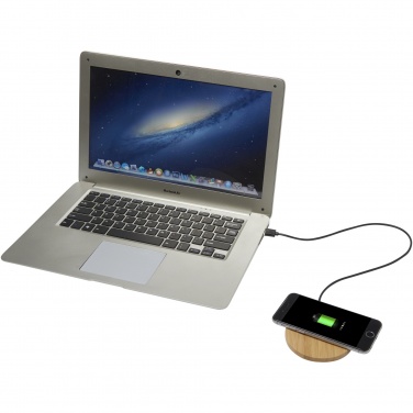 Logo trade business gifts image of: Essence 5W bamboo wireless charging pad