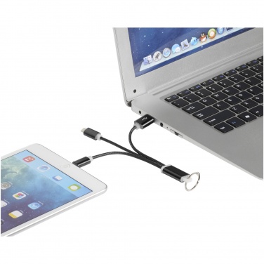Logotrade corporate gift image of: Metal 3-in-1 charging cable with keychain