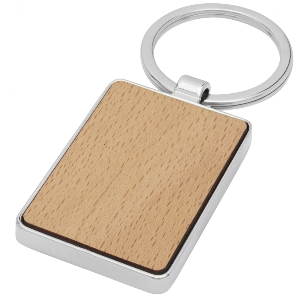 Logo trade promotional gift photo of: Mauro beech wood rectangular keychain