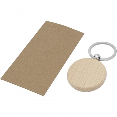 Logo trade promotional gifts picture of: Giovanni beech wood round keychain