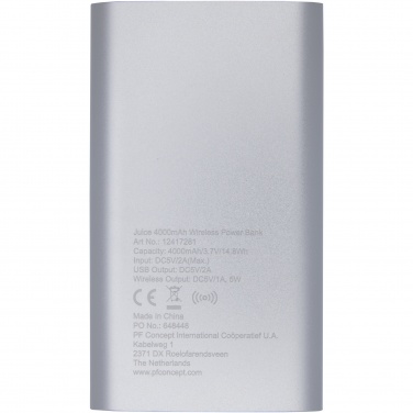 Logo trade promotional merchandise photo of: Juice 4000mAh wireless power bank 