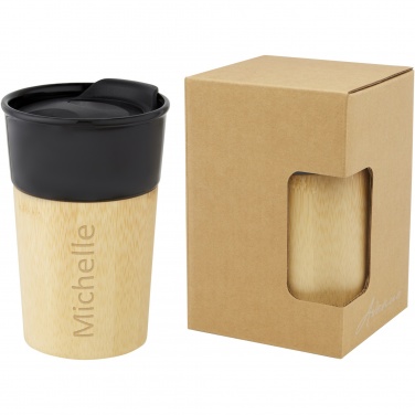 Logo trade promotional giveaway photo of: Pereira 320 ml porcelain mug with bamboo outer wall