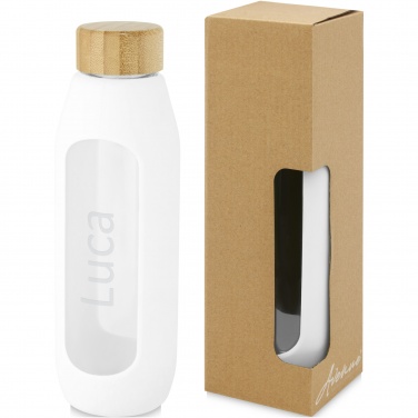 Logo trade promotional merchandise picture of: Tidan 600 ml borosilicate glass bottle with silicone grip