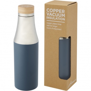 Logo trade promotional giveaways image of: Hulan 540 ml copper vacuum insulated stainless steel bottle with bamboo lid
