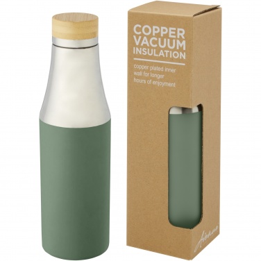 Logo trade promotional giveaways image of: Hulan 540 ml copper vacuum insulated stainless steel bottle with bamboo lid