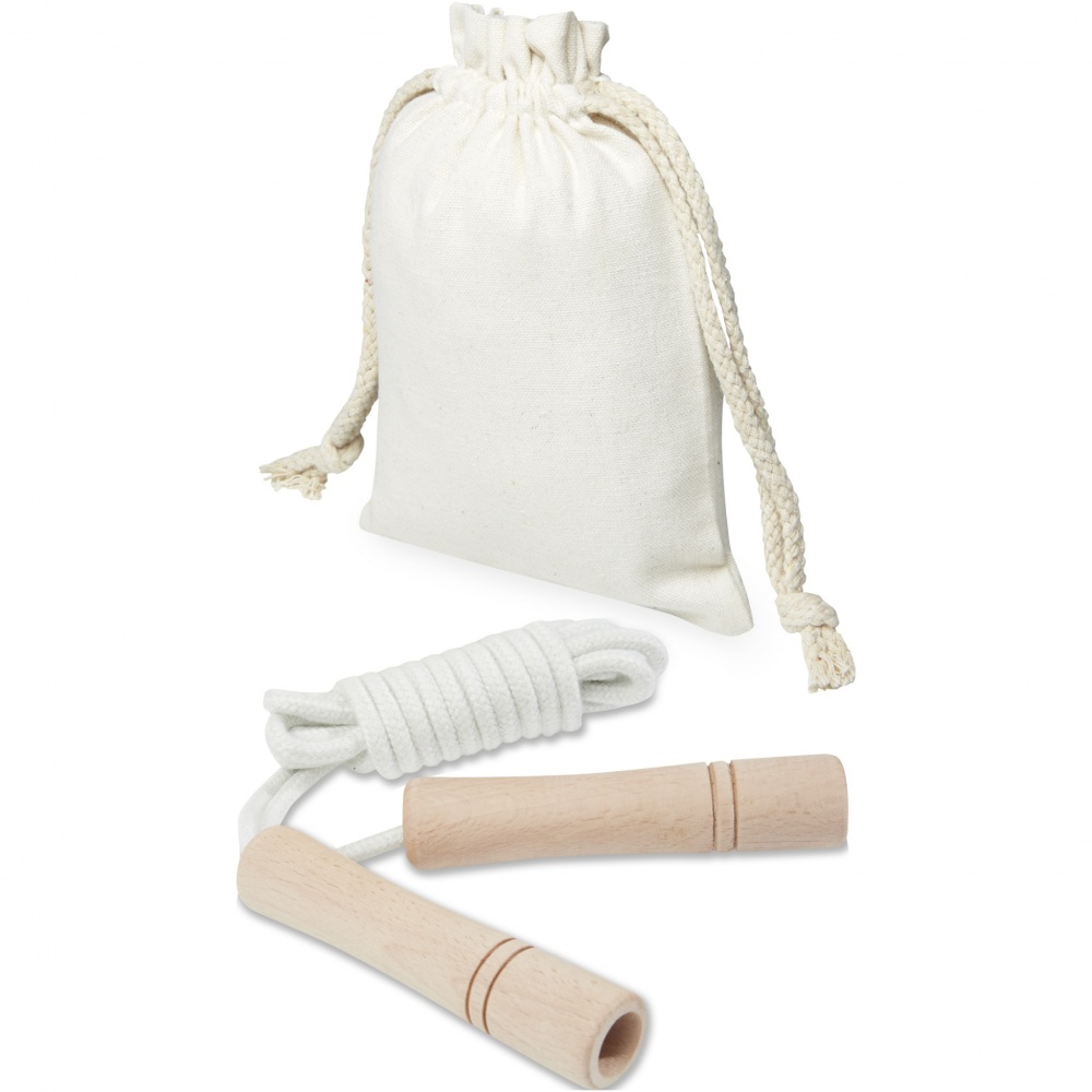 Logotrade promotional giveaway image of: Denise wooden skipping rope in cotton pouch