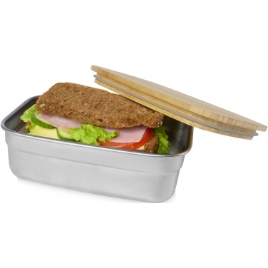 Logo trade advertising products image of: Tite stainless steel lunch box with bamboo lid