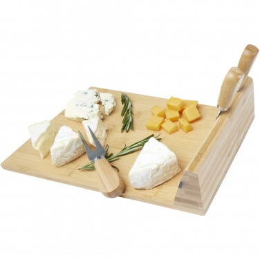 Logo trade promotional merchandise image of: Mancheg bamboo magnetic cheese board and tools