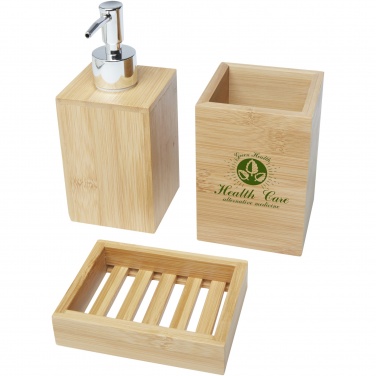 Logo trade promotional giveaways image of: Hedon 3-piece bamboo bathroom set