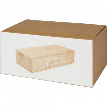 Logotrade business gift image of: Minata bamboo wireless charger with clock