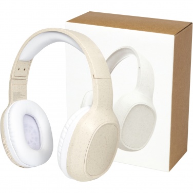 Logo trade promotional giveaway photo of: Riff wheat straw Bluetooth® headphones with microphone