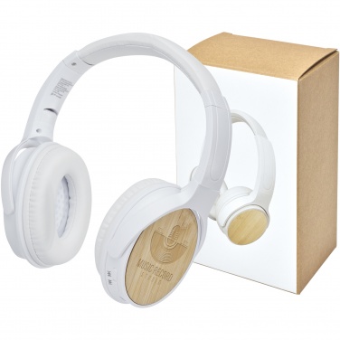 Logo trade promotional products image of: Athos bamboo Bluetooth® headphones with microphone