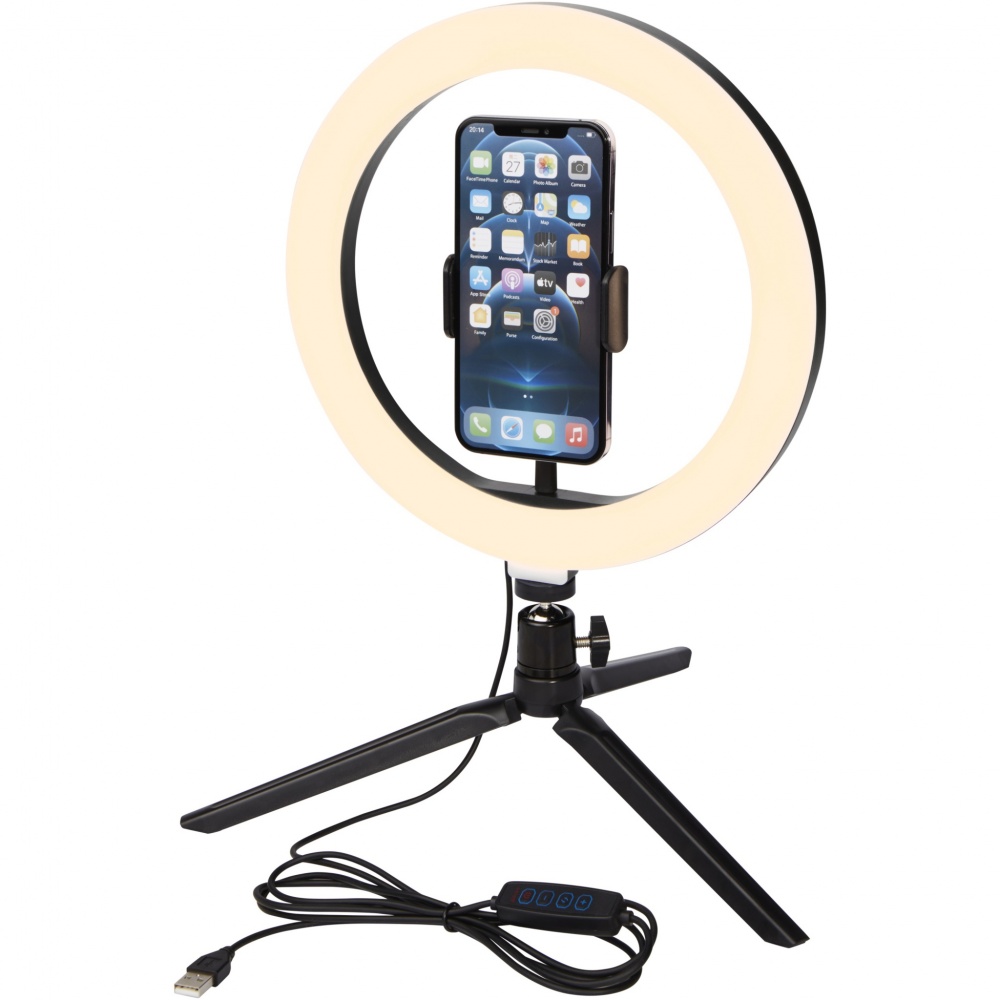 Logo trade advertising product photo of: Studio ring light for selfies and vlogging with phone holder and tripod