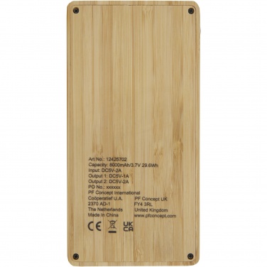Logo trade advertising products picture of: Alata 8000 mAh bamboo solar power bank