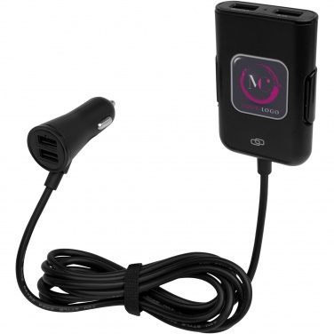 Logo trade promotional giveaways image of: Pilot dual car charger with QC 3.0 dual back seat extended charger