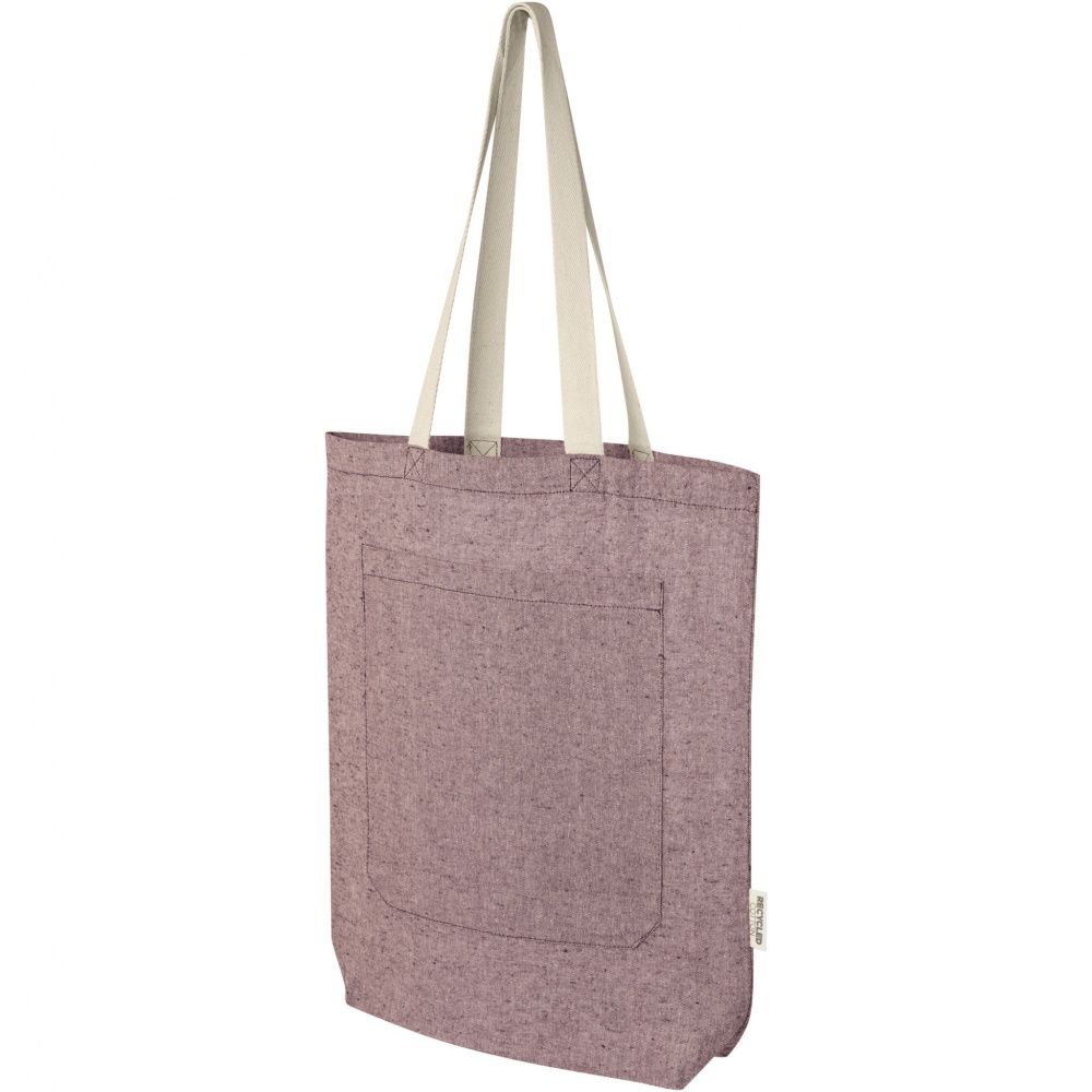 Logotrade promotional merchandise photo of: Pheebs 150 g/m² recycled cotton tote bag with front pocket 9L