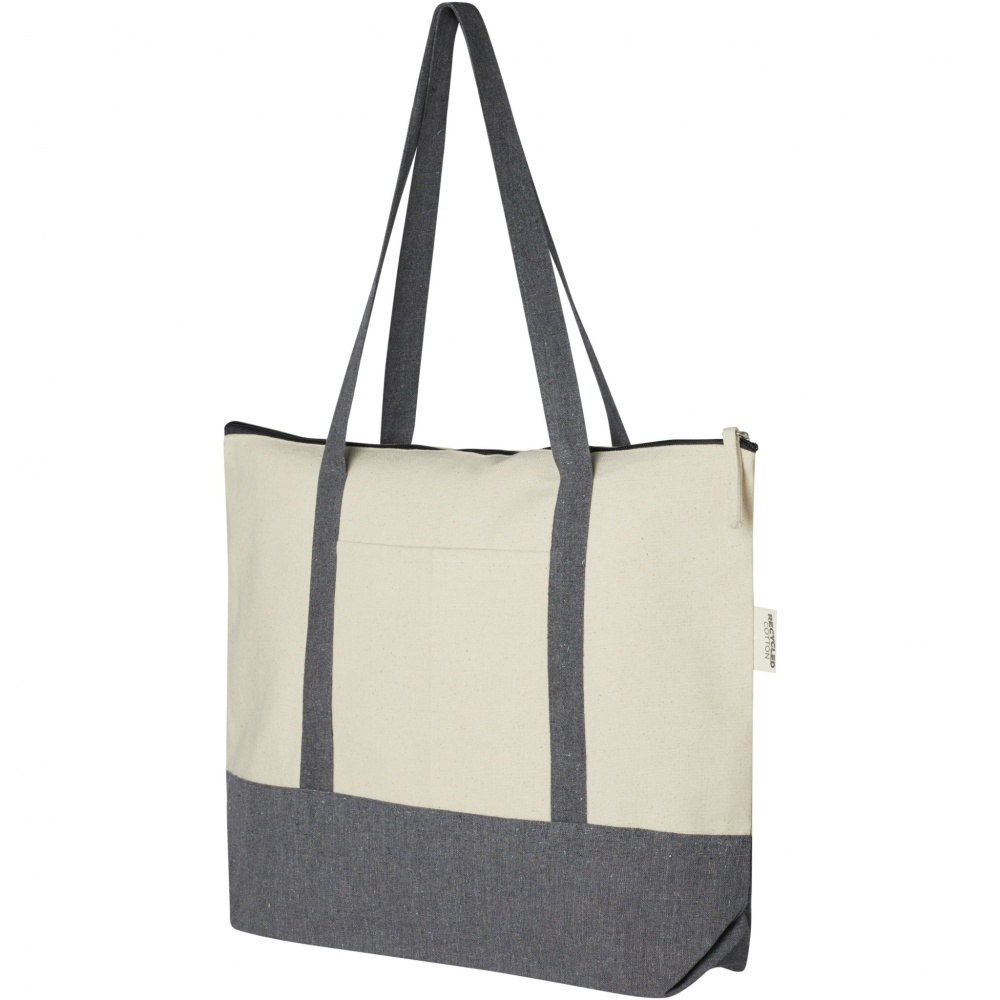 Logotrade corporate gift image of: Repose 320 g/m² recycled cotton zippered tote bag 10L